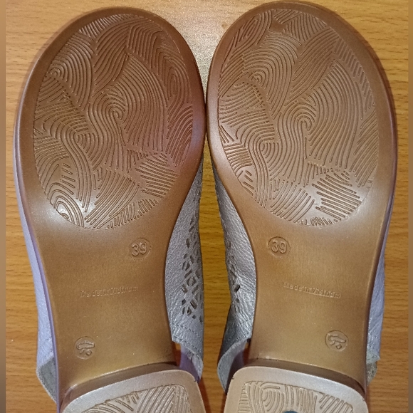 🆕Remonte Lillian 71 Silver Leather Laser Cut out Peep Toe Sandals Size 39 - Picture 15 of 16